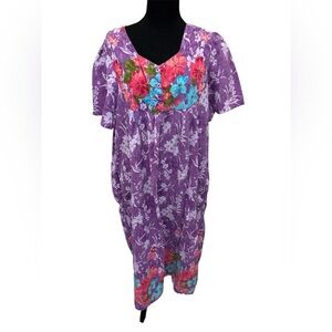 Vibrant Floral Mummu Dress in Purple